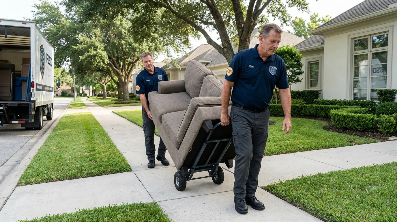 Local residential moving crew loading furniture in New Carlisle, IN